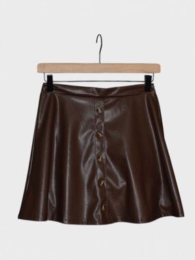 Amy Byer Faux Leather Button Front Mini Skirt